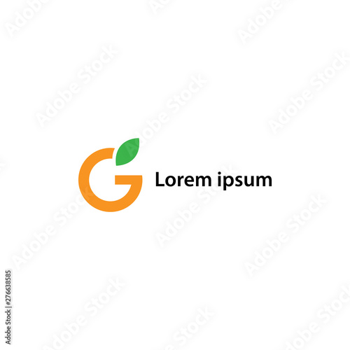 G letter logo with green leaf vector modern design