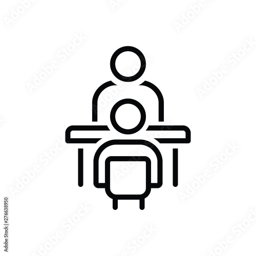 Black line icon for meeting