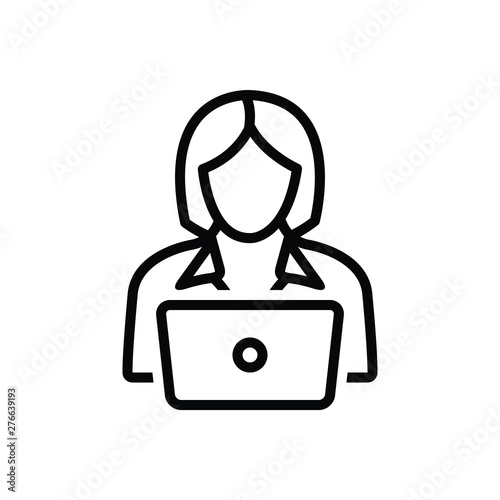 Black line icon for worker 