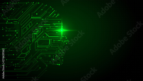 The combination of circuit and head shape, artificial intelligence, the moral of the electronic world, vector illustration.