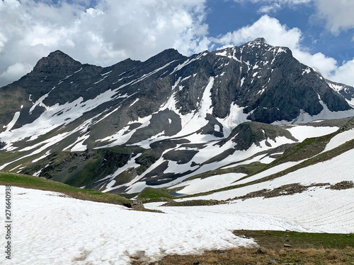 Russia, North Ossetia. The tops of the mountains forming the Zrug gorge  photo