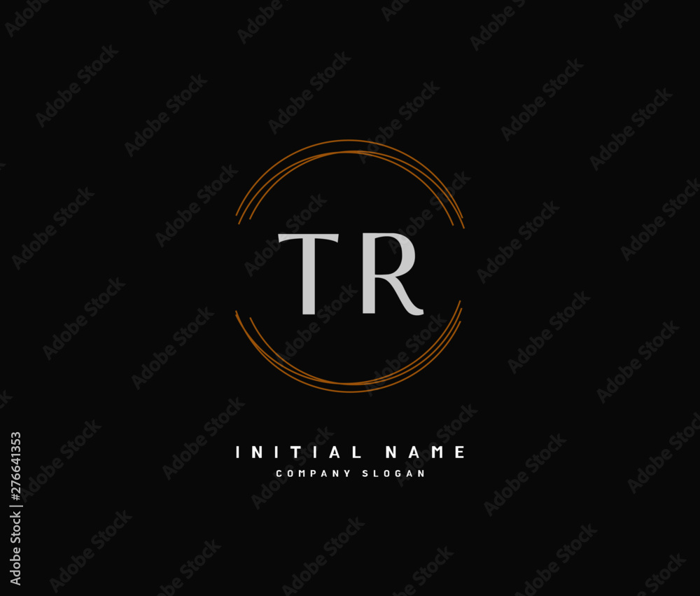 T R TR Beauty vector initial logo, handwriting logo of initial signature, wedding, fashion, jewerly, boutique, floral and botanical with creative template for any company or business.