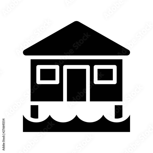 Bungalow vector, tropical related solid style icon