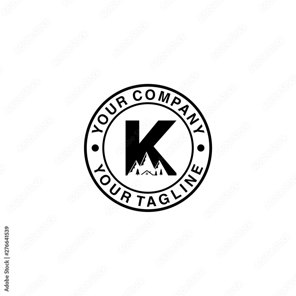 mountain initial K emblem logo design mountain initial K emblem logo design