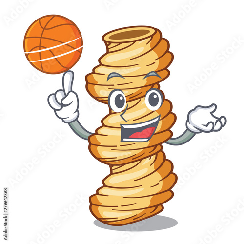 With basketball cellentani pasta isolated in the mascot