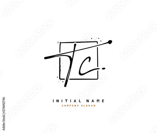 T C TC Beauty vector initial logo, handwriting logo of initial signature, wedding, fashion, jewerly, boutique, floral and botanical with creative template for any company or business. photo