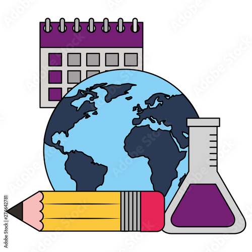 school world test tube pencil calendar