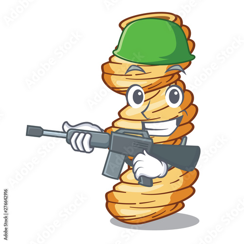 Army cellentani pasta isolated in the mascot