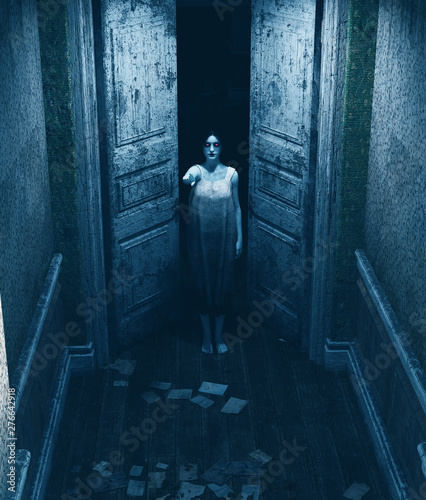 3d illustration of ghost woman in haunted house © Joelee Creative