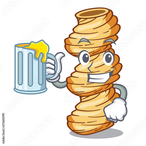 With juice cellentani pasta in the character shape