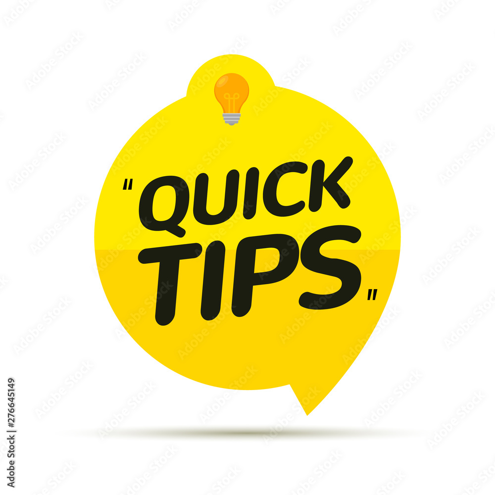Quick tips icon badge. Top tips advice note icon. Idea bulb education tricks Quick tips icon badge. Top tips advice note icon. Idea bulb education tricks