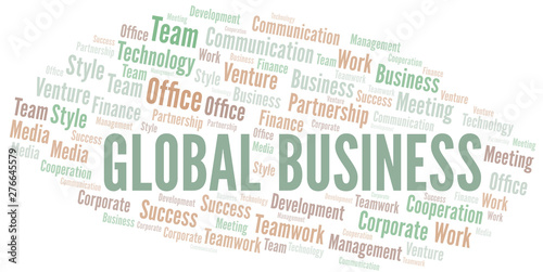 Global Business word cloud. Collage made with text only.