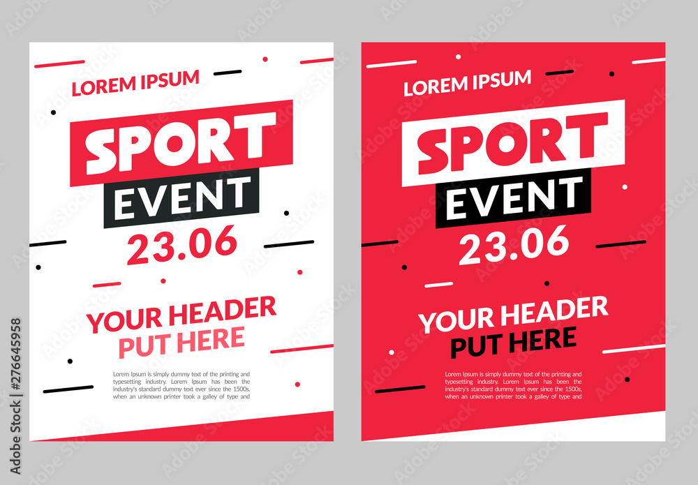 Sport flyer design banner poster. Sport event template brochure for