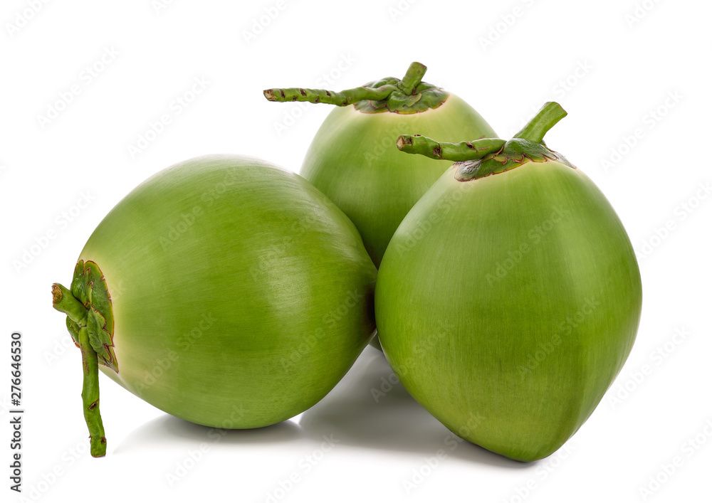 Green coconut fruit isolated on white background Green coconut fruit isolated on white background