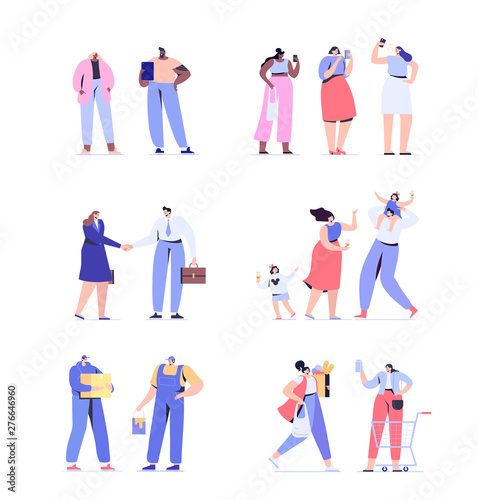 Men and women kit. Young people vector set. Crowd. Different people. Flat vector characters isolated on white background. 