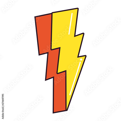 thunderbolt comic pop art on white background