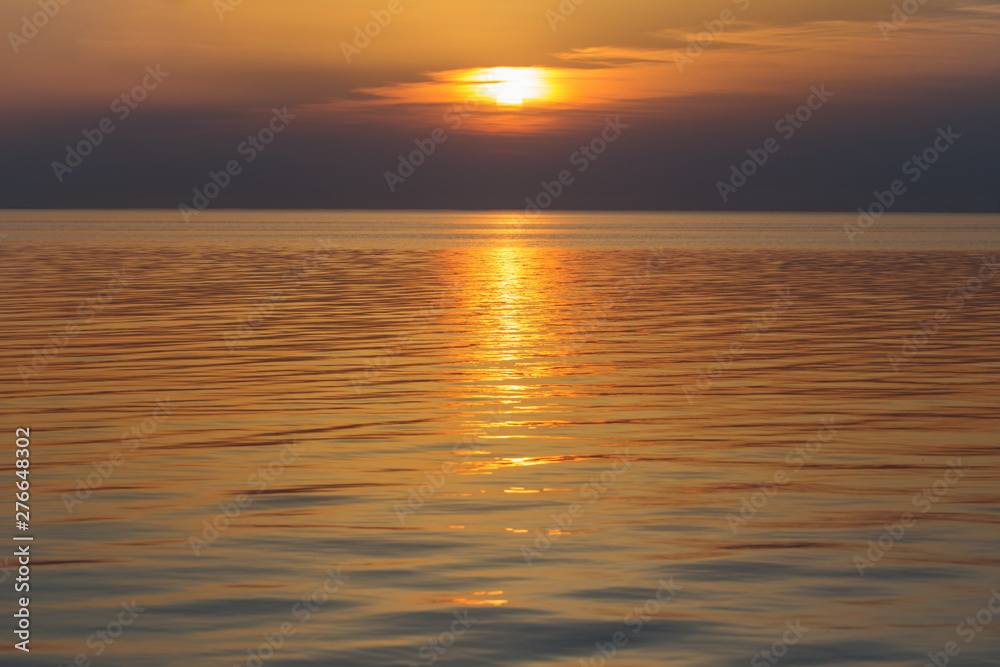 beautiful summer sunset on lake