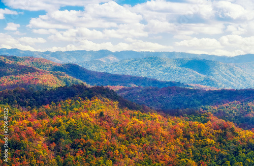 Mountain of autumn season with colorful forest landscape