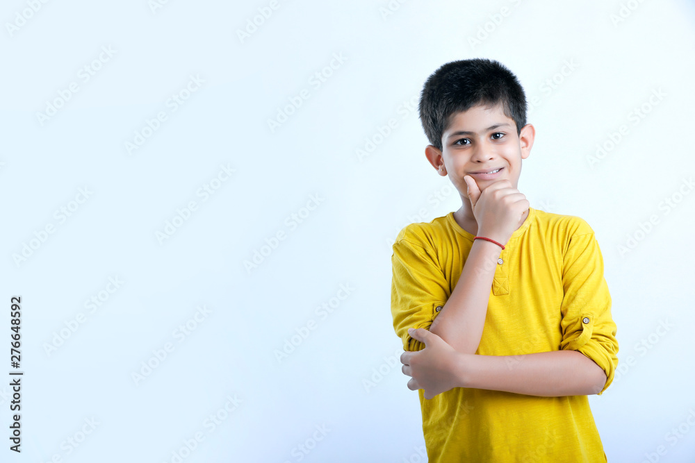 young indian cute boy thinking expressions