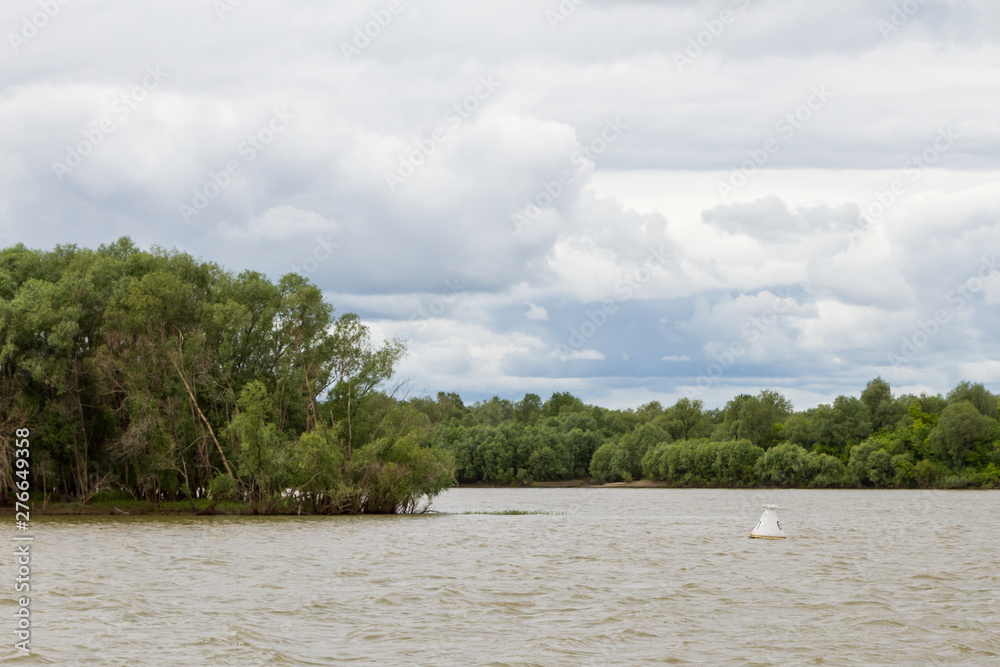 buoy on the Irtysh navigable river in Siberia