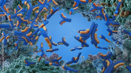 4k (4096x2304) animation antibodies attack the virus in the inside of the human body