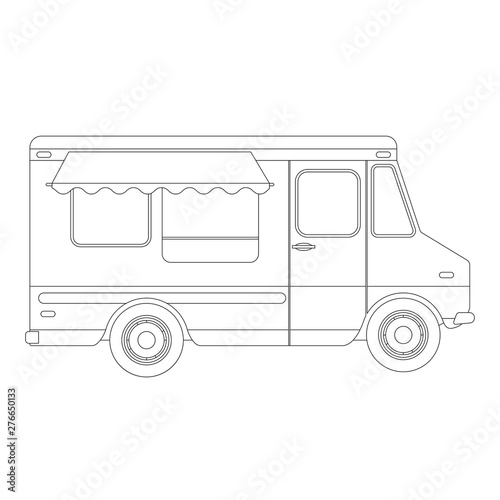 ice cream truck,vector illustration,lining draw,profile