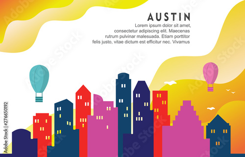 Austin Texas City Building Cityscape Skyline Dynamic Background Illustration