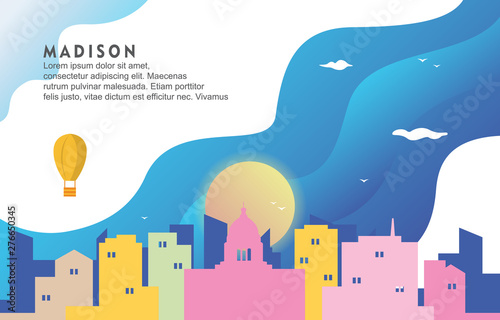 Madison Wisconsin City Building Cityscape Skyline Dynamic Background Illustration