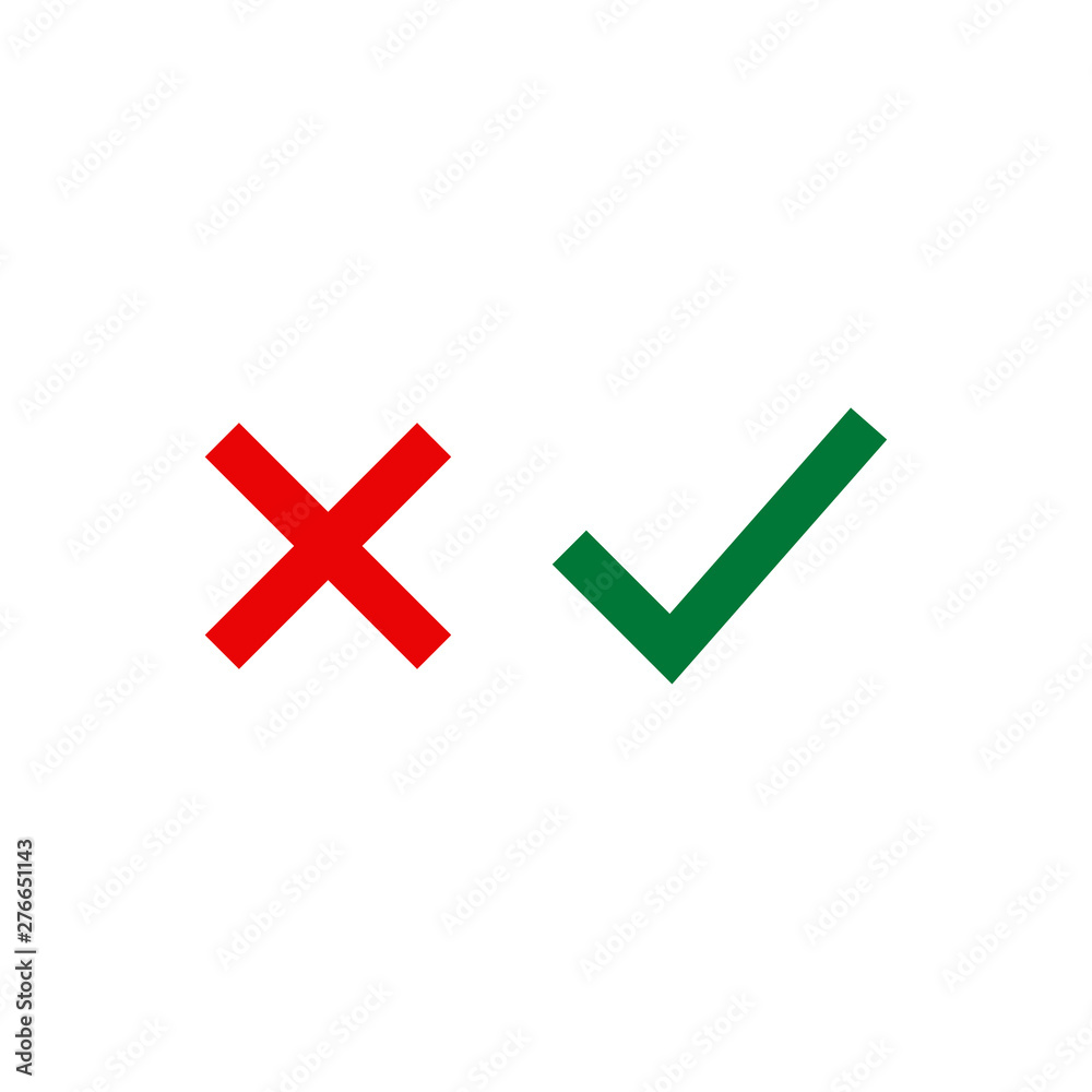 Cross and Check mark symbol icon vector Cross and Check mark symbol icon vector