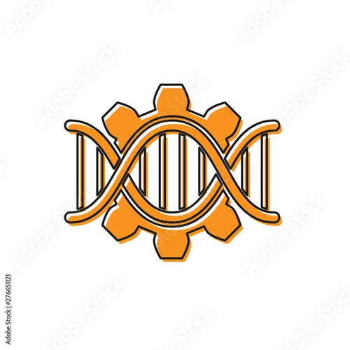 Orange Genetic engineering icon isolated on white background. DNA analysis, genetics testing, cloning, paternity testing. Vector Illustration