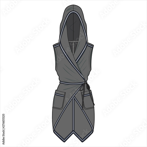 Outer Jacket fashion flat sketch template
