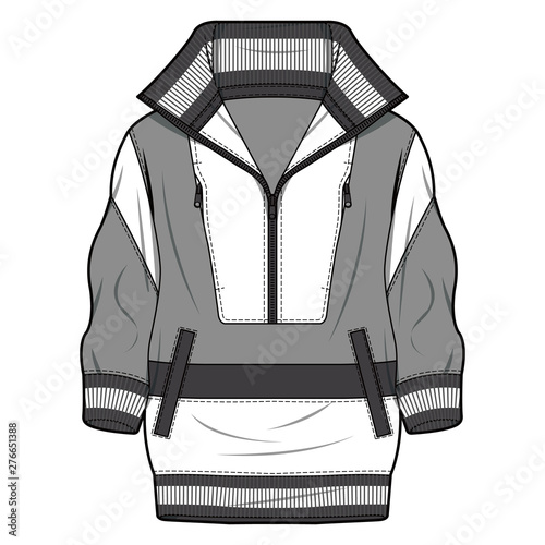 Outer Jacket fashion flat sketch template