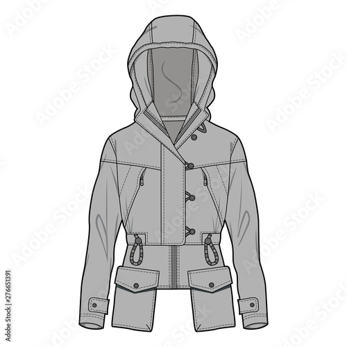 Outer Jacket fashion flat sketch template