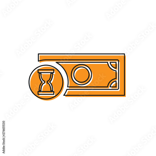 Orange Fast payments icon isolated on white background. Fast money transfer payment. Financial services, fast loan, time is money, cash back concept. Vector Illustration