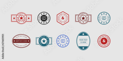 Isolated vector stamps. Set of empty mail rubber and ink prints