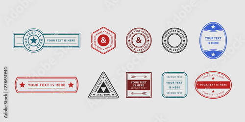 Vintage style vector stamps. Set of circle, square antique blank borders for postage