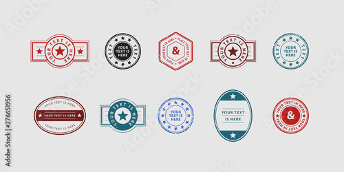 Set of vector grunge style blank stamps. Seals and frames with old texture collection