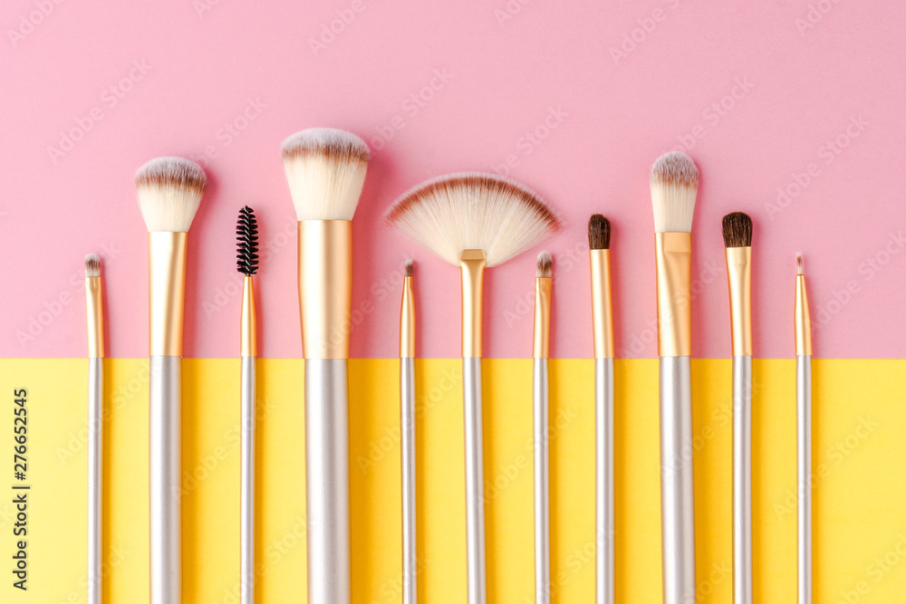 Set of makeup brushes. Flat lay Set of makeup brushes. Flat lay