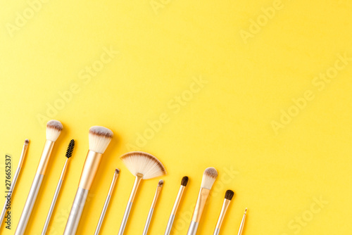 Make up brushes on background with copyspace