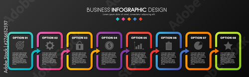 Colourful infograph with 8 options. Diagram. Vector