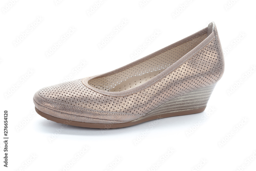 Female summer flat shoes isolated on white background Female summer flat shoes isolated on white background