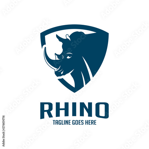 rhinoceros head shield logo design