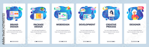 Website and mobile app onboarding screens vector template