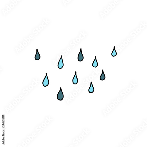 Rain drops. Outline with different colors on white background. Vector illustration