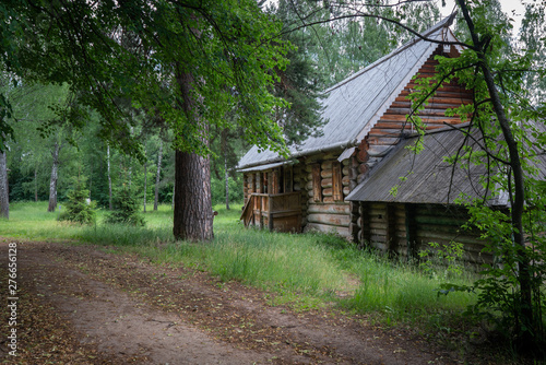Old wooden house in the woods.