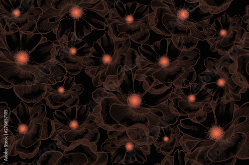 Wallpaper Mural Flower rose, seamless pattern. Hand-drawn, vector illustration. Torontodigital.ca