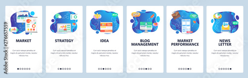 Website and mobile app onboarding screens vector template