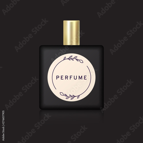 Black perfume bottle, vector illustration EPS 10