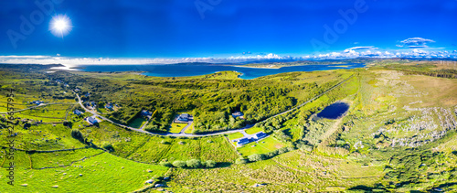 Aerial view of the coastline seen from Clooney towards Portnoo by Ardara, County Donegal . Ireland photo