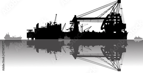 transport platform with reflection isolated on white